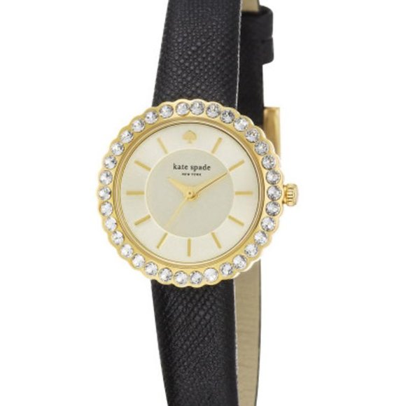 Kate Spade New York 1YRU0743 Womens Cornelia Black Leather Strap Watch